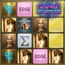 2048 Brainrot merge puzzle in a playful style