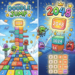 Doodle Jump 2048: Jump high, merge numbers, conquer 2048