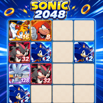 Sonic 2048 challenge with colorful puzzle tiles